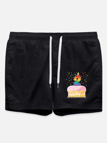 Pop It 2nd Birthday Cake Girls Boys Fidget - Swim Trunks - black