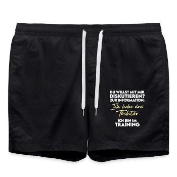 Du willst diskutieren? Vater und Töchter - Badeshorts - Schwarz - Vorne - AI Model Male 185 light (185cm)