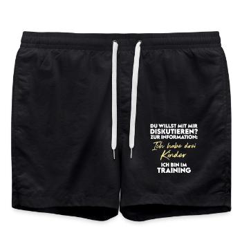 Du willst diskutieren? Vater und Kinder - Badeshorts - Schwarz - Vorne - AI Model Male 185 light (185cm)