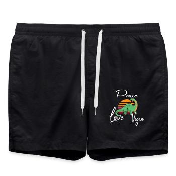 Peace Love Vegan Brontosaurus - Badeshorts - Schwarz - Vorne - AI Model Male 185 light (185cm)