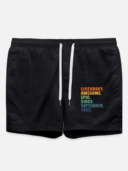 70th Birthday, September 1952, 70 Year Anniversary - Swim Trunks - black
