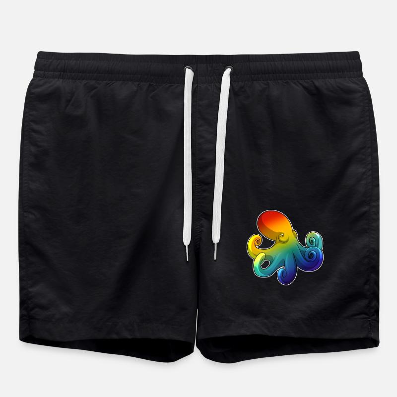 Poulpe avec arc-en-ciel - Short de bain - noir