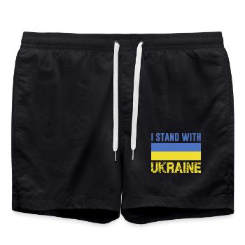 Je suis aux côtés de l’Ukraine Drapeau ukrainien Paix - Short de bain - noir - Devant - AI Model Male 185 light (185cm)
