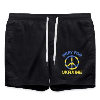Pray for Ukraine Friedenssymbol in blau und gelb - Badeshorts - Schwarz - Vorne - AI Model Male 185 light (185cm)