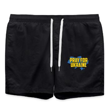 Pray for Ukraine Friedensgebet für die Ukraine - Badeshorts - Schwarz - Vorne - AI Model Male 185 light (185cm)