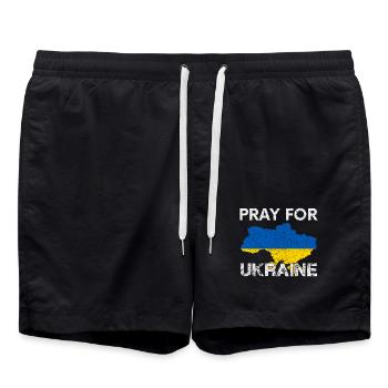 Pray for Ukraine Beten für den Frieden im Osten - Badeshorts - Schwarz - Vorne - AI Model Male 185 light (185cm)