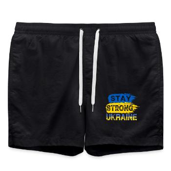 Restez fort Ukraine Drapeau Bleu et Jaune Paix - Short de bain - noir - Devant - AI Model Male 185 light (185cm)