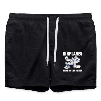 Airplane - Swim Trunks - black - Front - AI Model Male 185 light (185cm)
