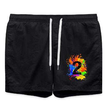 2. Kinder Geburtstag Kind Party Bunt Splash Motiv - Badeshorts - Schwarz - Vorne - AI Model Male 185 light (185cm)