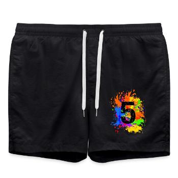 5. Enfants Anniversaire Enfant Fête Motif d’éclaboussures coloré - Short de bain - noir - Devant - AI Model Male 185 light (185cm)