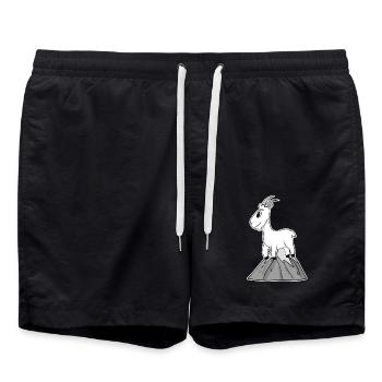 Bock auf Berge - Ziege Ziegenbock - Badeshorts - Schwarz - Vorne - AI Model Male 185 light (185cm)
