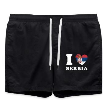 J’aime la Serbie - Short de bain - noir - Devant - AI Model Male 185 light (185cm)