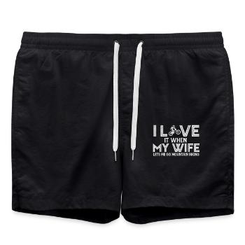 J'aime Ma Femme - Dicton VTT Drôle - Short de bain - noir - Devant - AI Model Male 185 light (185cm)