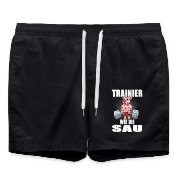 Trainier wie die Sau für einen Tierliebhaber - Badeshorts - Schwarz - Vorne - AI Model Male 185 light (185cm)