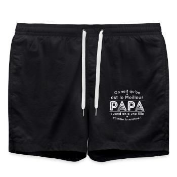 Meilleur Papa Quand On A Une Fille Comme La Mienne - Short de bain - noir - Devant - AI Model Male 185 light (185cm)