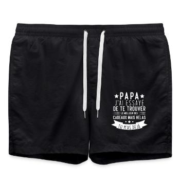 Papa J'ai Essayé De Te Trouver Le Meilleur Cadeau - Short de bain - noir - Devant - AI Model Male 185 light (185cm)