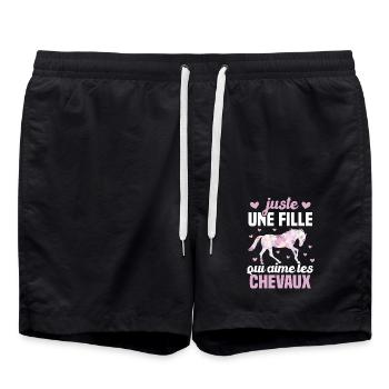 Juste une fille qui aime les chevaux humour - Short de bain - noir - Devant - AI Model Male 185 light (185cm)