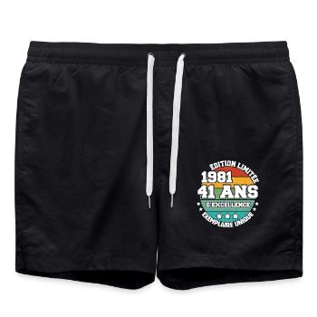 41 Ans D'excellence Édition Limitée 1981 - Short de bain - noir - Devant - AI Model Male 185 light (185cm)