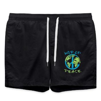 Weltfrieden Erde Planet Friedenszeichen - Badeshorts - Schwarz - Vorne - AI Model Male 185 light (185cm)