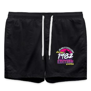 Cadeau D'anniversaire 40 Ans Vintage 1982 - Short de bain - noir - Devant - AI Model Male 185 light (185cm)