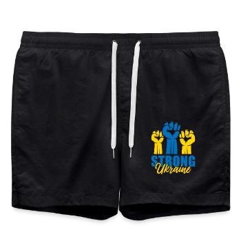 Strong Ukraine Faust - Badeshorts - Schwarz - Vorne - AI Model Male 185 light (185cm)