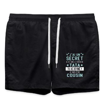 J'ai Un Secret, Je Vais Être Cousin - Short de bain - noir - Devant - AI Model Male 185 light (185cm)