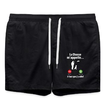 La Chasse m'appelle faut que j'y aille ! - Short de bain - noir - Devant - AI Model Male 185 light (185cm)