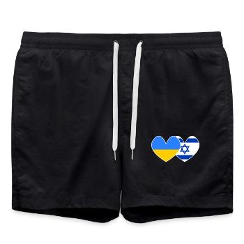 Ukraine and Israel support - Swim Trunks - black - Front - AI Model Male 185 light (185cm)