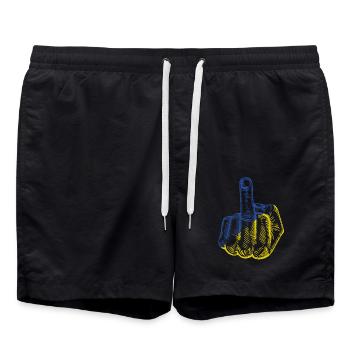 Ukraine Middle Finger - Swim Trunks - black - Front - AI Model Male 185 light (185cm)