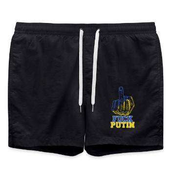 Fuck Poutine - Short de bain - noir - Devant - AI Model Male 185 light (185cm)