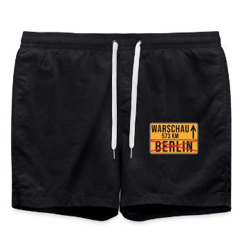 Varsovie Berlin Relocation Ortschild - Short de bain - noir - Devant - AI Model Male 185 light (185cm)