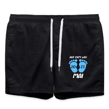 Geburtsmonat Mai 2023 Junge Sohn Schwanger - Badeshorts - Schwarz - Vorne - AI Model Male 185 light (185cm)