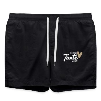 Tante 2023 - Werdende Tante - Tante werden - Badeshorts - Schwarz - Vorne - AI Model Male 185 light (185cm)