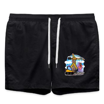 Bagger Kran 4. Geburtstag - 4 Jahre Jungen Shirt - Badeshorts - Schwarz - Vorne - AI Model Male 185 light (185cm)
