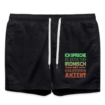Ich spreche fließend ironisch - Badeshorts - Schwarz - Vorne - AI Model Male 185 light (185cm)