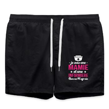 Cadeau Je Suis Une Mamie Et Une Infirmière - Short de bain - noir - Devant - AI Model Male 185 light (185cm)