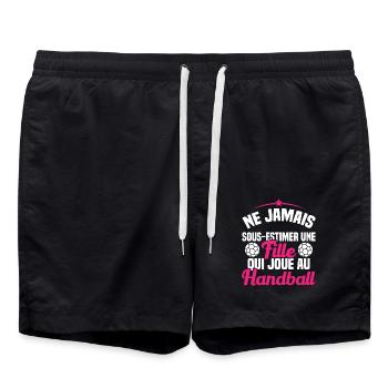 Ne jamais sous estimer fille qui joue au handball - Short de bain - noir - Devant - AI Model Male 185 light (185cm)