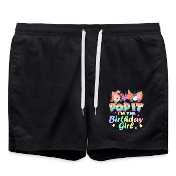 Pop It I'm The Birthdaygirl Magic Unicorn Party - Swim Trunks - black - Front - AI Model Male 185 light (185cm)