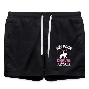 Née pour monter à cheval obligée d'aller à l'école - Short de bain - noir - Devant - AI Model Male 185 light (185cm)