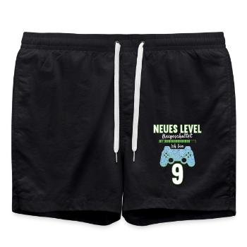 9 Jahre süßes Gaming Gamer Gamepad 9. Geburtstag - Badeshorts - Schwarz - Vorne - AI Model Male 185 light (185cm)
