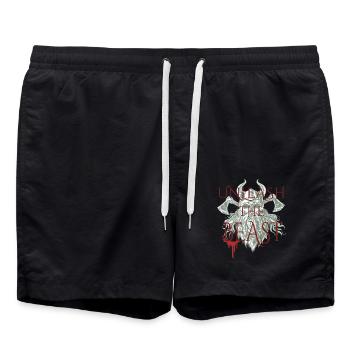 Wikinger Totenkopf Design Spruch: Unleash Beast - Badeshorts - Schwarz - Vorne - AI Model Male 185 light (185cm)
