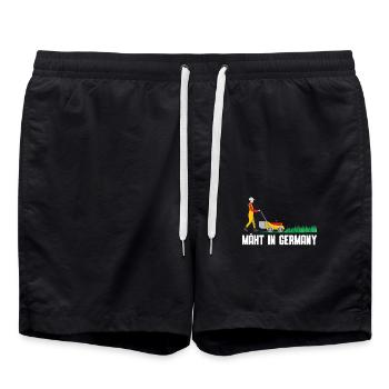 Mäht In Germany Rasenmäher Mäht - Badeshorts - Schwarz - Vorne - AI Model Male 185 light (185cm)