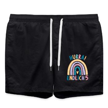 5 Jahre Geburtstagskind Regenbogen 5. Geburtstag - Badeshorts - Schwarz - Vorne - AI Model Male 185 light (185cm)