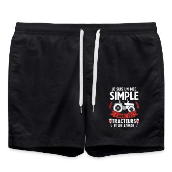 Un mec simple j'aime les tracteurs et les apéros - Short de bain - noir - Devant - AI Model Male 185 light (185cm)