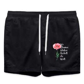Wo Blumen blühen lächelt die Welt Mohn - Badeshorts - Schwarz - Vorne - AI Model Male 185 light (185cm)