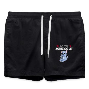 Erster Muttertag - Badeshorts - Schwarz - Vorne - AI Model Male 185 light (185cm)