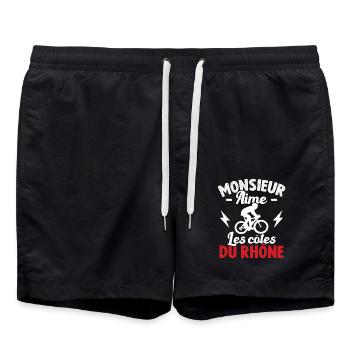 Monsieur Côtes Rhône Vélo Humour Cadeau Cycliste - Short de bain - noir - Devant - AI Model Male 185 light (185cm)
