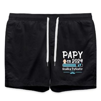 Papy En 2024 Veuillez Patienter - Short de bain - noir - Devant - AI Model Male 185 light (185cm)