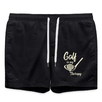 Golf is my Therapy - Badeshorts - Schwarz - Vorne - AI Model Male 185 light (185cm)