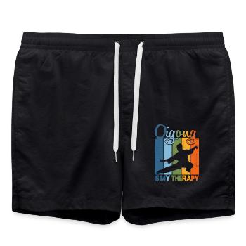 Qigong is my Therapy - Badeshorts - Schwarz - Vorne - AI Model Male 185 light (185cm)